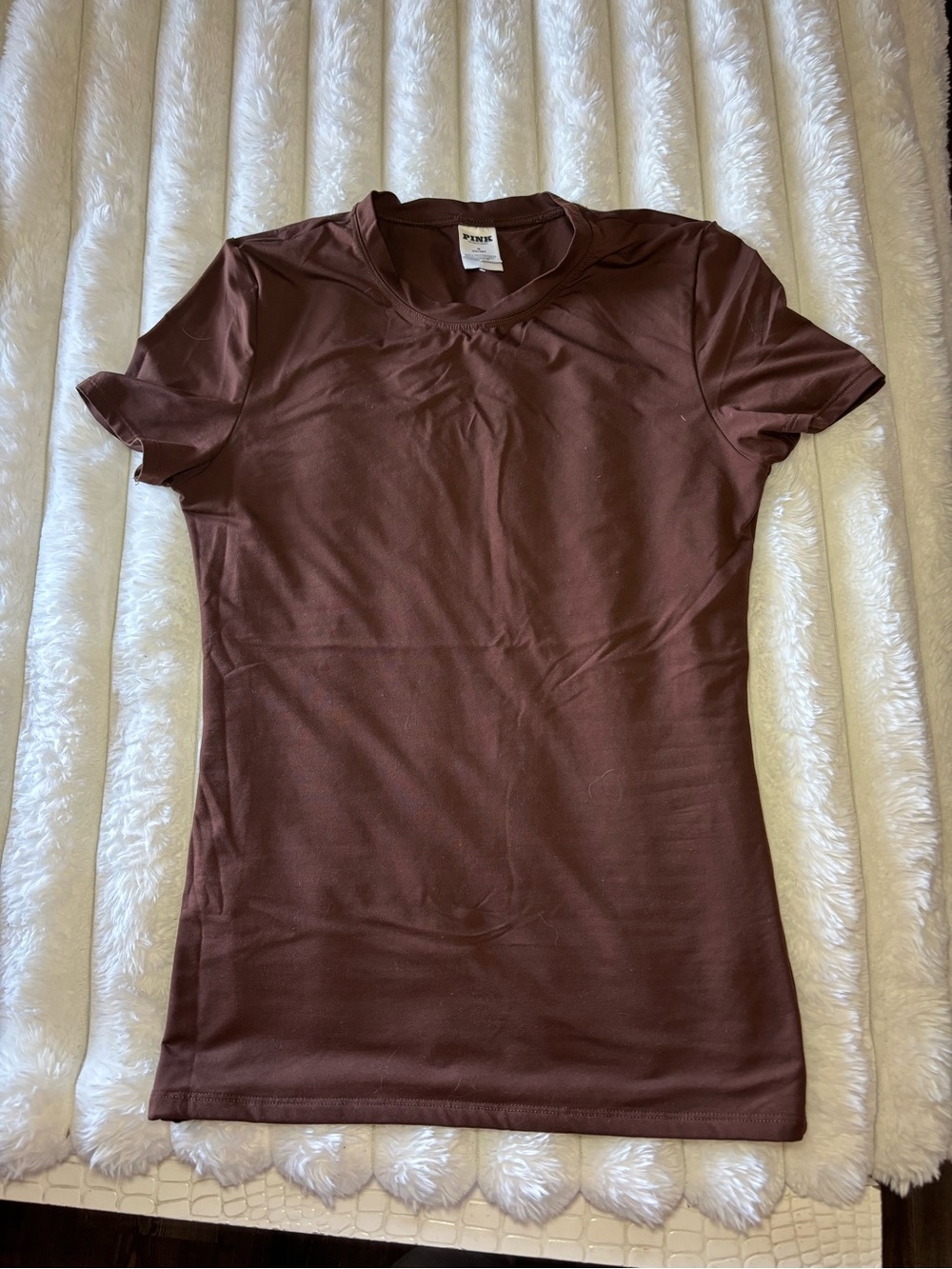 PINK Victoria's Secret BROWN AND GREEN Crewneck Short Sleeve Tee - Picture 5 of 6